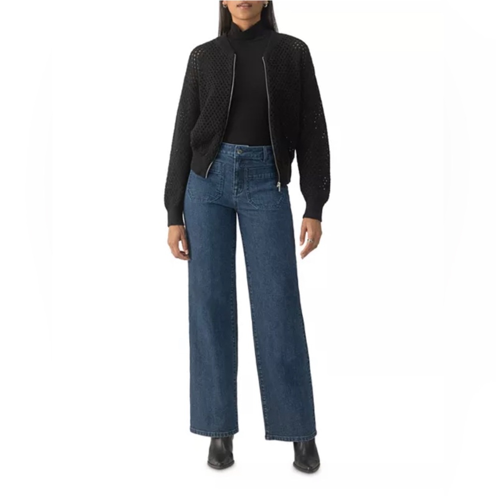 NWOT Jacket Women's Stepping Out Cotton Open-Knit Bomber Jacket